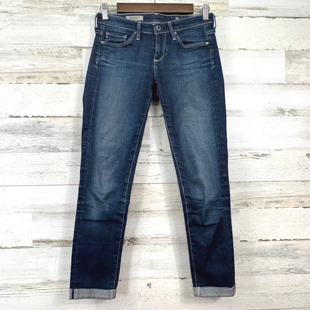 AG Adriano Goldschmied Cigarette Jeans 24 Blue The Stilt Roll Up Slim Leg